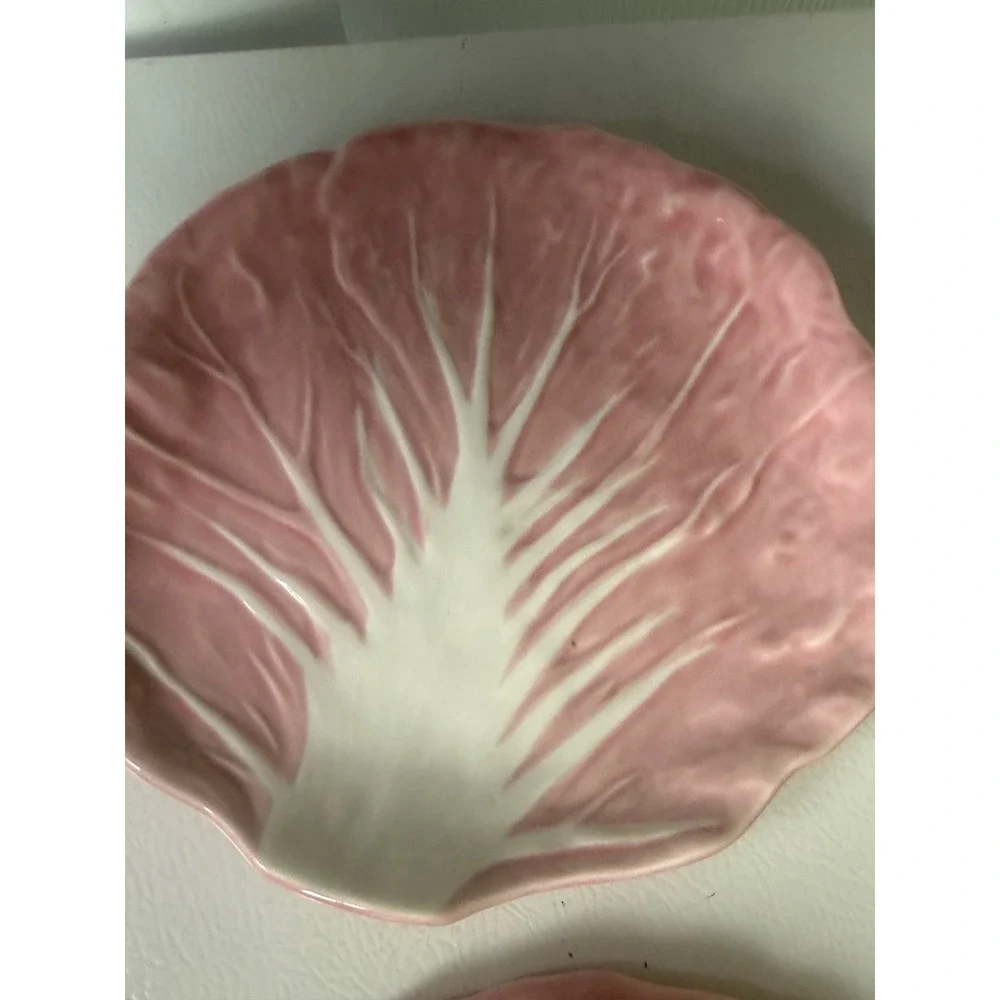 Threshold Pink Cabbage Leaf Stoneware Salad Plates Set of 4 Textured Scalloped